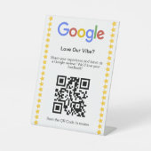 モダンな5つ星GoogleレビューQRコード評価 台座サイン (正面)