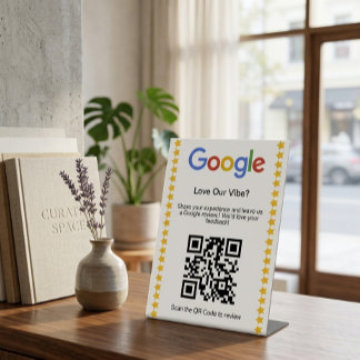 モダンな5つ星GoogleレビューQRコード評価 台座サイン