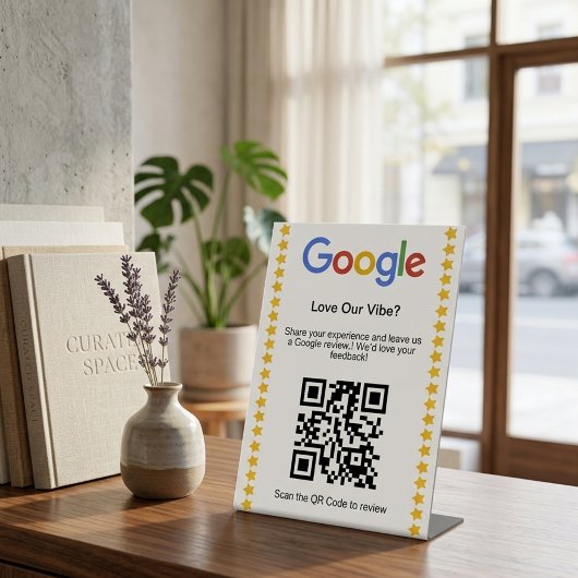 モダンな5つ星GoogleレビューQRコード評価 台座サイン