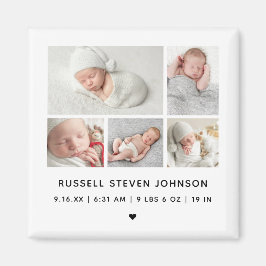 モダンな5枚の写真を使ったグリッド出産発表 マグネット