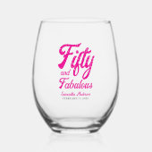 モダンな50歳と素敵なピンクの50歳の誕生日パーティー ステムなしワイングラス (正面)