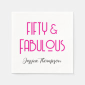 モダンな50歳と素敵な名前の50歳の誕生日パーティー スタンダードカクテルナプキン (正面)