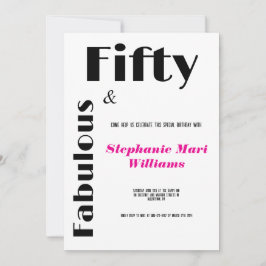 モダンな50歳と素敵な ブラックピンクの誕生日 招待状