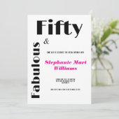 モダンな50歳と素敵な ブラックピンクの誕生日 招待状 (スタンド正面)