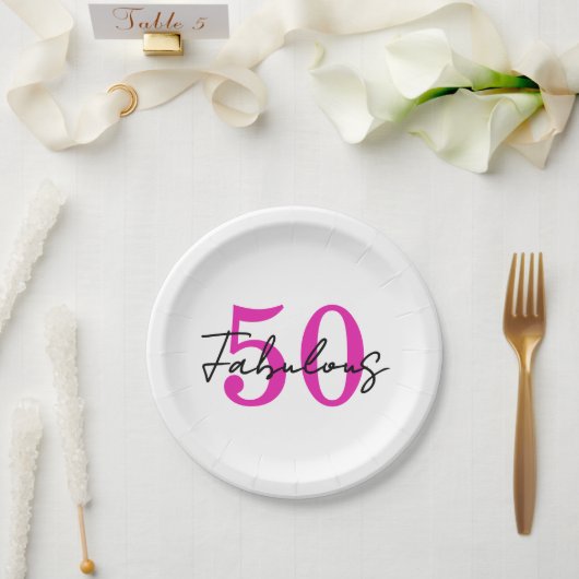 モダンな50歳と華麗な50歳の誕生日パーティー ペーパープレート (ウェディング)