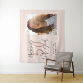 モダンな50歳の誕生日おしゃれなタイポグラフィーローズゴールド タペストリー (インサイチュ)