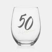 モダンな50歳の誕生日おめでとう ステムなしワイングラス (正面)