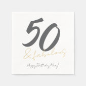 モダンな50歳の誕生日お祝い スタンダードカクテルナプキン (正面)