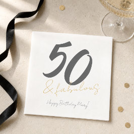 モダンな50歳の誕生日お祝い スタンダードカクテルナプキン