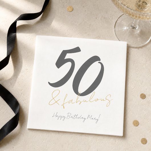 モダンな50歳の誕生日お祝い スタンダードカクテルナプキン