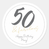 モダンな50歳の誕生日お祝い ラウンドシール (正面)