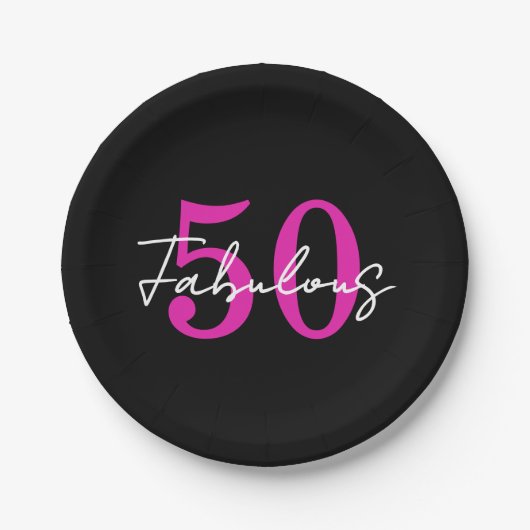 モダンな50歳の誕生日お祝い 50歳は華麗なりパーティー ペーパープレート (正面)
