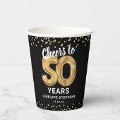 モダンな50歳の誕生日パーティーに乾杯 紙コップ (正面)