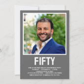 モダンな50歳の誕生日パーティーの写真 招待状 (正面)