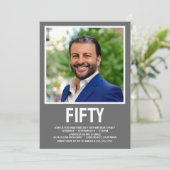 モダンな50歳の誕生日パーティーの写真 招待状 (スタンド正面)