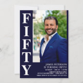 モダンな50歳の誕生日パーティーの写真 招待状 (正面)