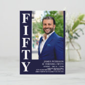 モダンな50歳の誕生日パーティーの写真 招待状 (スタンド正面)