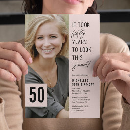 モダンな50歳の誕生日パーティー招待状 Fifty Modern Photo 招待状