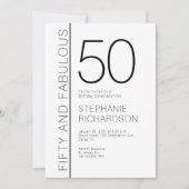 モダンな50歳の誕生日パーティー おめでとう Fifty and Fabulous 招待状 (正面)