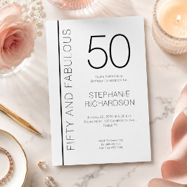 モダンな50歳の誕生日パーティー おめでとう Fifty and Fabulous 招待状
