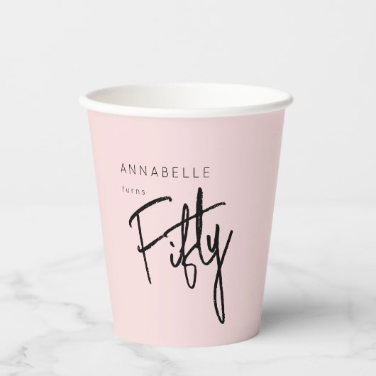 モダンな50歳の誕生日パーティー 紙コップ (正面)