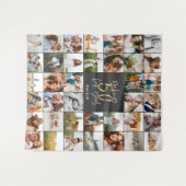 モダンな50歳の誕生日 マルチフォト スクリプト ギフト フリース タペストリー (正面(横))