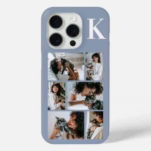 モダンな6匹のペットの写真 ダスティブルー Case-Mate iPhoneケース (裏面)