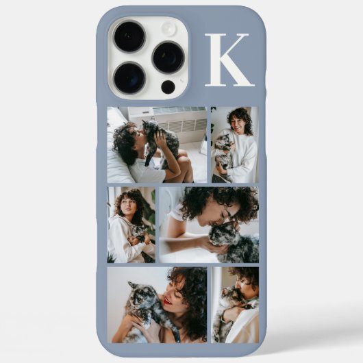 モダンな6匹のペットの写真 ダスティブルー Case-Mate iPhoneケース (裏面)