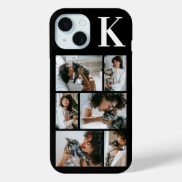 モダンな6匹のペットの写真 ブラック iPhone 15ケース