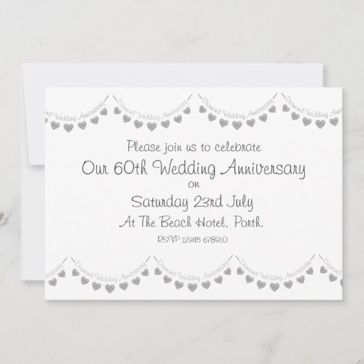 モダンな60周年ダイヤモンド結婚記念日招待状 招待状 (正面)