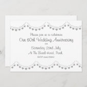 モダンな60周年ダイヤモンド結婚記念日招待状 招待状 (正面/裏面)