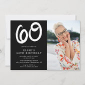 モダンな60歳の誕生日パーティーの写真 招待状 (正面)