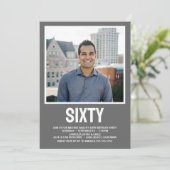 モダンな60歳の誕生日パーティーの写真 招待状 (スタンド正面)