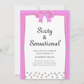モダンな60歳の誕生日 & グリッター ダイヤモンド 招待状 (正面)