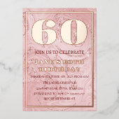 モダンな60歳の誕生日 ローズゴールド箔 QRコード箔 I 箔招待状 (正面)