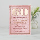 モダンな60歳の誕生日 ローズゴールド箔 QRコード箔 I 箔招待状 (立ち正面)