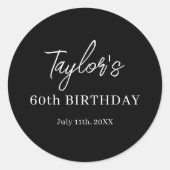モダンな60歳の誕生日+名前+日付 ラウンドシール (正面)