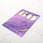 モダンな60歳の誕生日 紫金箔 QRコード 箔招待状 (回転した状態)