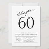モダンな60歳の誕生日 黒白 Chapter 60 招待状 (正面)