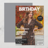 モダンな61歳の誕生日招待状 おしゃれな雑誌 招待状 (正面/裏面)