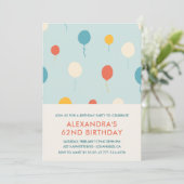 モダンな62歳の誕生日招待状 風船付き 招待状 (スタンド正面)