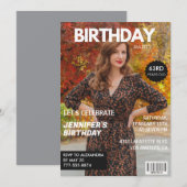 モダンな63歳の誕生日招待状 おしゃれな雑誌 招待状 (正面/裏面)