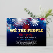 モダンな7月4日パーティー 愛国的な 箔招待状 (立ち正面)