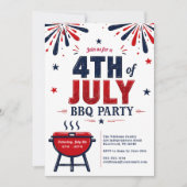 モダンな7月4日BBQパーティー招待状 招待状 (正面)