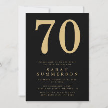 モダンな70歳のブラックゴールドの70歳の誕生日パーティー
