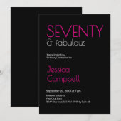 モダンな70歳の誕生日おめでとう セブンティ アンド ファビュラス 招待状 (正面/裏面)