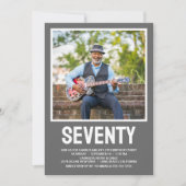 モダンな70歳の誕生日パーティーの写真 招待状 (正面)