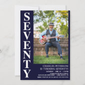 モダンな70歳の誕生日パーティーの写真 招待状 (正面)