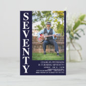 モダンな70歳の誕生日パーティーの写真 招待状 (スタンド正面)