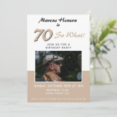 モダンな70歳の誕生日パーティー写真招待状 (スタンド正面)